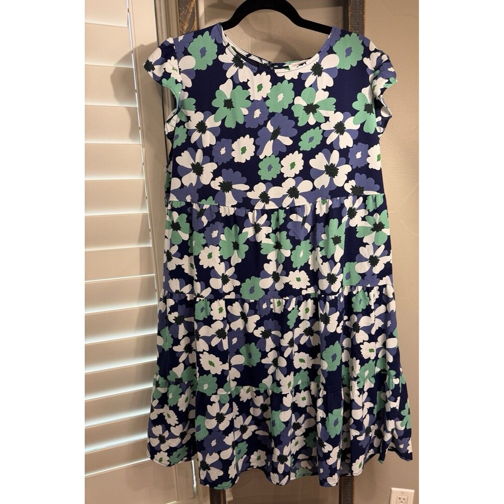 Kirundo Floral Midi Dress Womens Size XL Navy Lined Short Sleeve